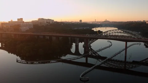 Aerial drone view over Årsta islands in Stockholm at sunset Vídeo Stock 109500840