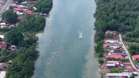 Aerial Drone View Over Batu Pahat River Malaysia Video stock 337983945