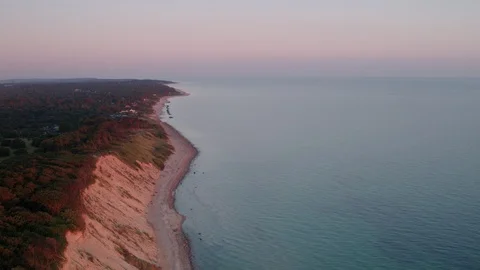 Aerial drone view over Beach at sunset Vídeo Stock 109612000