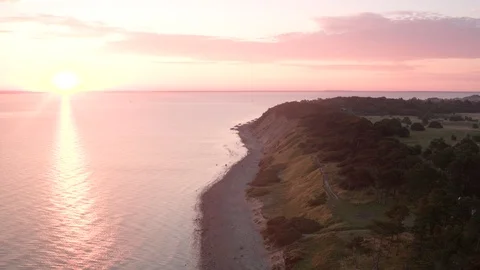Aerial drone view over Beach at sunset Vídeo Stock 109655923