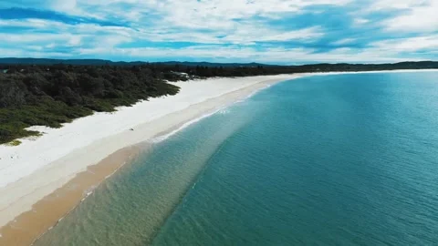 Aerial Drone View Over Blacksmiths Beach in New South Wales, Australia Stock Footage 313960749