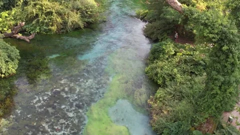 Aerial drone view over The Blue Eye water spring, Albania. Stock Footage 159765882