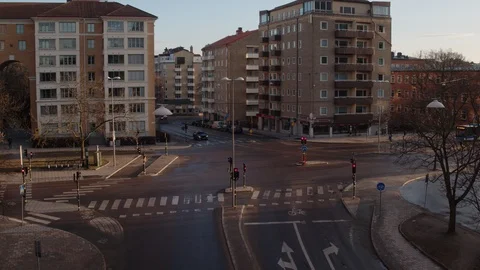Aerial drone view over Bus in Stockholm Vidéo 109585744