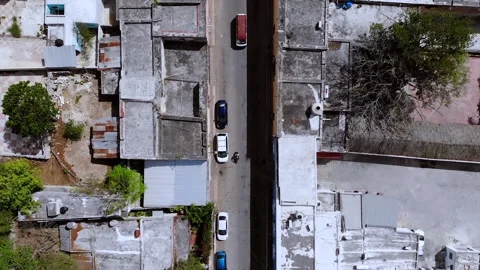 Aerial Drone View over Colonial Valladolid Town Square Yucatan Mexico Stock Footage 256157033