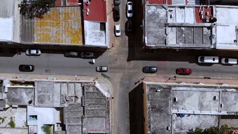 Aerial Drone View over Colonial Valladolid Town Square Yucatan Mexico Stock Footage 256157129