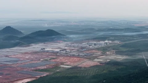 Aerial Drone View Over Data Center and Nature Stock Footage 333278997
