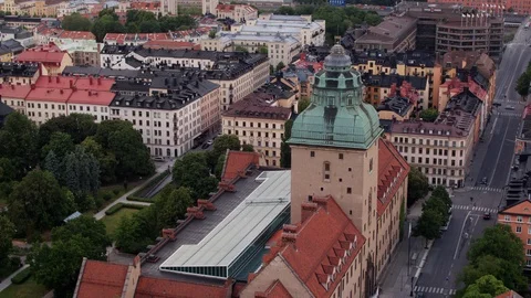 Aerial drone view over District Court in Stockholm Vidéo 109590604