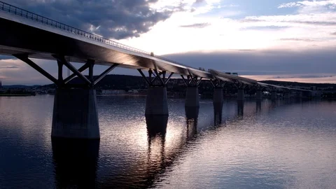 Aerial drone view over E4 highway in Sundsvall Vídeo Stock 109582838