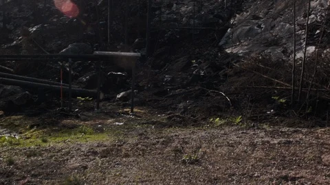 Aerial drone view over Forest fire aftermath Vídeo Stock 109466282