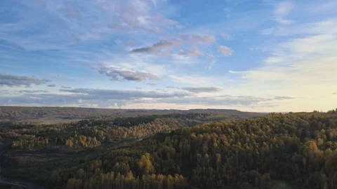 Aerial drone view over forest lake in the autumn in 4K Video stock 140904308