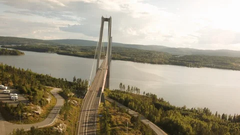 Aerial drone view over High coast bridge Stock-Footage 109456937