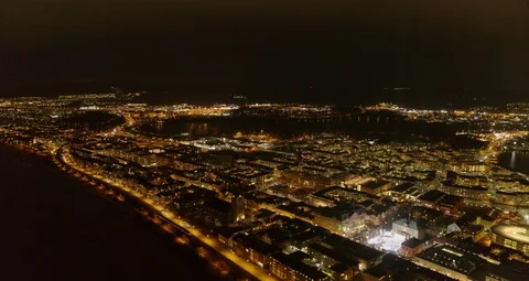 Aerial drone view over Jönköping at night Vidéo 111351417