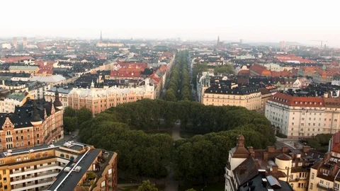 Aerial drone view over Karlaplan in Stockholm Vídeo Stock 109439134