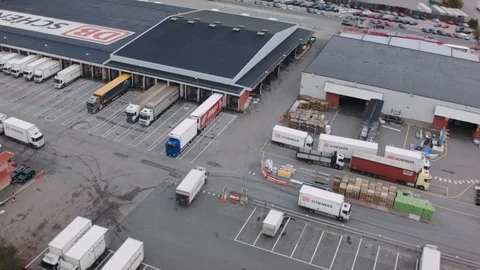 Aerial drone view over Logistics terminal in Stockholm Stock Footage 109466897