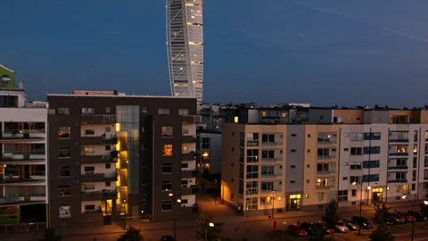 Aerial drone view over Malmö at night Vídeo Stock 109443853