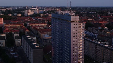 Aerial drone view over Malmö at sunset Vídeo Stock 109460566