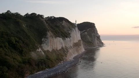 Aerial drone view over Møn at night Vidéo 109637582