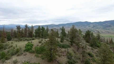 Aerial drone view over mountain top Stock Footage 80357952