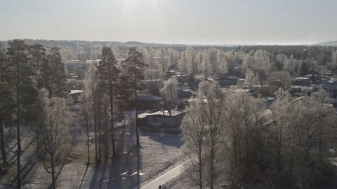 Aerial drone view over Mullsjö in winter 動画素材 109959404
