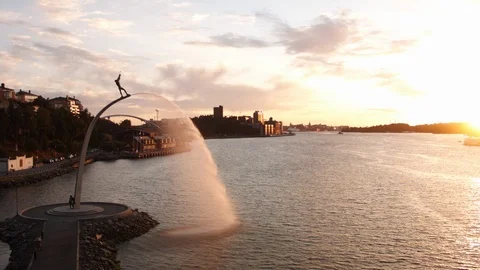 Aerial drone view over Nacka Strand in Stockholm at sunset Stock-Footage 109511155