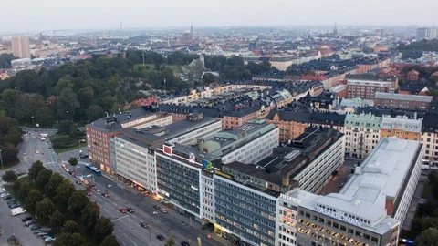 Aerial drone view over Norrtull in Stockholm Vídeo Stock 109458445