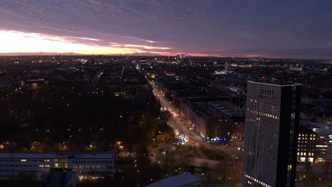 Aerial drone view over Norrtull in Stockholm at night Vídeo Stock 109524337