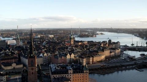 Aerial drone view over Old town in Stockholm Vidéo 109885216