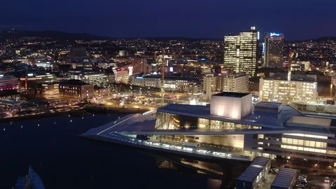 Aerial drone view over Opera house in Oslo Stock-Footage 109536367