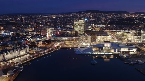 Aerial drone view over Opera house in Oslo Stock Footage 109536662