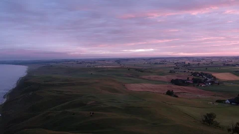 Aerial drone view over Österlen at night Vídeo Stock 109486083