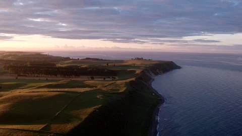 Aerial drone view over Österlen at sunset Vídeo Stock 109490210