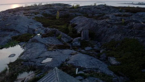 Aerial drone view over Outpost at night Vídeo Stock 109576459