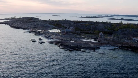 Aerial drone view over Outpost at night Vídeo Stock 109579977
