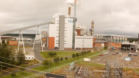 Aerial drone view over Paper mill in Piteå Vídeo Stock 109439751