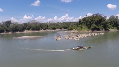 Aerial Drone View Over The river Ruins Of Yaxchilan Video stock 118779783