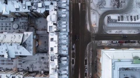Aerial drone view over Rooftops in Stockholm in winter Vídeo Stock 111352393