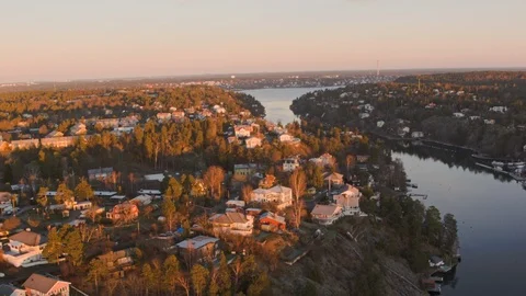 Aerial drone view over Skuru in Stockholm Stock Footage 109483765