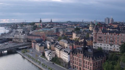 Aerial drone view over Södermalm in Stockholm 動画素材 109738728