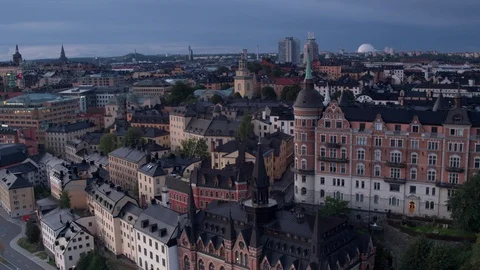 Aerial drone view over Södermalm in Stockholm Stock-Footage 109781456
