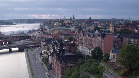 Aerial drone view over Södermalm in Stockholm 動画素材 111346966