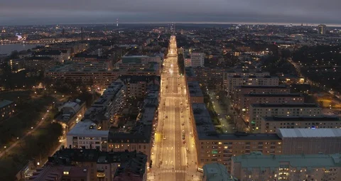 Aerial drone view over Södermalm in Stockholm at night Vidéo 111350843