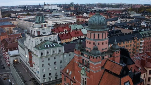 Aerial drone view over St. Erik street in Stockholm 動画素材 109500417
