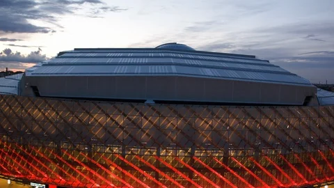 Aerial drone view over Tele2 Arena in Stockholm at sunset Vídeo Stock 109452973