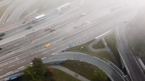 Aerial drone view over Traffic, E4 highway in Stockholm Vídeo Stock 109457732
