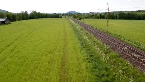 Aerial drone view over Train Vídeo Stock 109588751