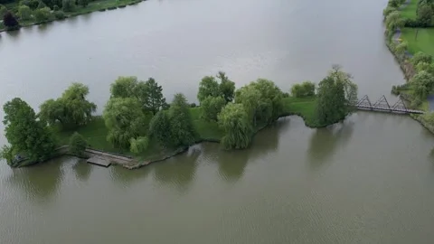 Aerial drone view over tranquil Boating lake in Nagykanizsa, Hungary. Stock Footage 317643097