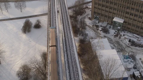 Aerial drone view over Underground in Stockholm in winter Vídeo Stock 111352582