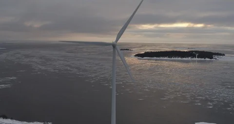 Aerial drone view over Vind turbine at night Stock-Footage 111351591