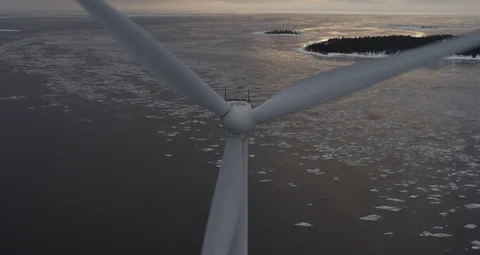 Aerial drone view over Vind turbine at night 動画素材 111351600