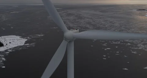 Aerial drone view over Vind turbine at night Vídeo Stock 111351606